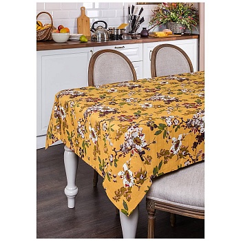 СКАТЕРТЬ "МАГНОЛИЯ" 180*140 СМ. Х/Б 100% ГОРЧИЦА