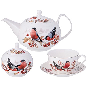 ЧАЙНЫЙ СЕРВИЗ LEFARD "ЛЕСНАЯ СКАЗКА" СНЕГИРИ НА 6 ПЕР. 14 ПР. 930/380/300 МЛ (КОР=2НАБ.)