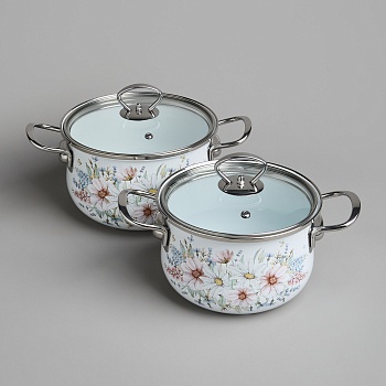 НАБОР КАСТРЮЛЬ AGNESS ЭМАЛИРОВАННЫХ СЕРИЯ "ДВОРЦОВЫЙ ПАРК" 4ПР. 2,0Л И 2,8Л, 18Х11СМ, 20Х12СМ