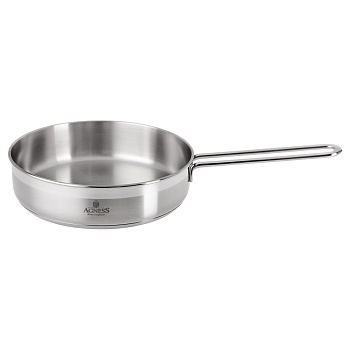 СКОВОРОДА AGNESS PROFESSIONAL 24Х6 СМ, 2,6 Л ВЫСОКОКАЧЕСТВЕННАЯ НЕРЖ СТАЛЬ 18/10 ИНДУКЦИОННОЕ ДНО