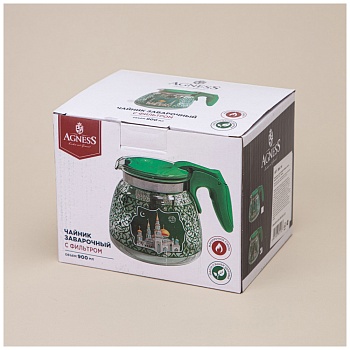 ЗАВАРОЧНЫЙ ЧАЙНИК AGNESS С ФИЛЬТРОМ "СУРА"  900 МЛ.