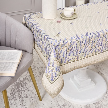 СКАТЕРТЬ "ДУША ПРОВАНСА" 110Х140СМ ,БЕЖЕВЫЙ, 100% ХЛОПОК,ТВИЛ С ПРОПИТКОЙ