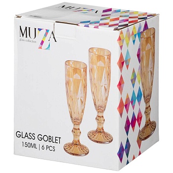 НАБОР БОКАЛОВ ДЛЯ ШАМПАНСКОГО "РОМБО" 6ШТ. 150МЛ. / В=20 СМ. (КОР=8НАБ.)