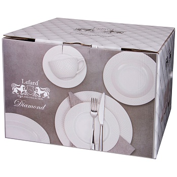 СЕРВИЗ СТОЛОВЫЙ LEFARD  "ДИАМАНД" НА 6 ПЕР. 23 ПР. (КОР=2НАБ.)