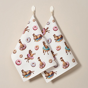 НАБОР ПОЛОТЕНЕЦ ИЗ 2ШТ "ЛОШАДЬ В ПОНЧИКАХ",БЕЛЫЙ,40Х60СМ ТВИЛ,100% ХЛОПОК