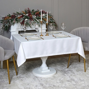 СКАТЕРТЬ 110Х140 CM ПРЯМОУГОЛЬНАЯ, "ФЕЕРИЯ. СЕРЕБРО", ЦВЕТ: БЕЛЫЙ, TM LEFARD, ПОЛИЭСТЕР 100% (КОР=34