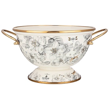 ДУРШЛАГ AGNESS ЭМАЛИРОВАННЫЙ, СЕРИЯ ЯБЛОНЕВЫЙ САД, 20СМ H=14СМ  D=20СМ